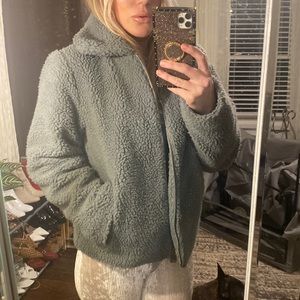 Sage green teddy jacket